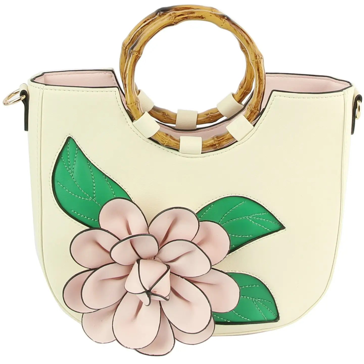 Floral Embellished Shoulder Bag - Light Pink