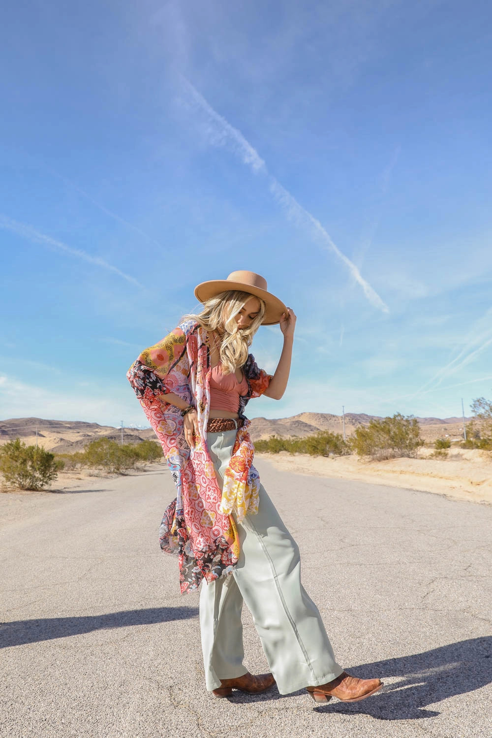 Summer Kimono - Peach Floral Hues