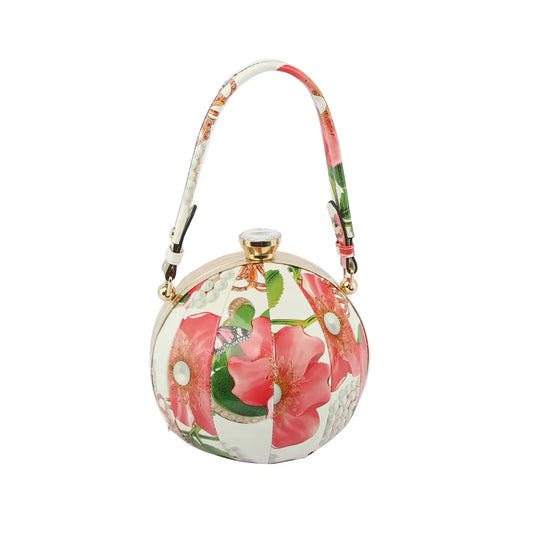 Flower and Wings Ball Bag - White
