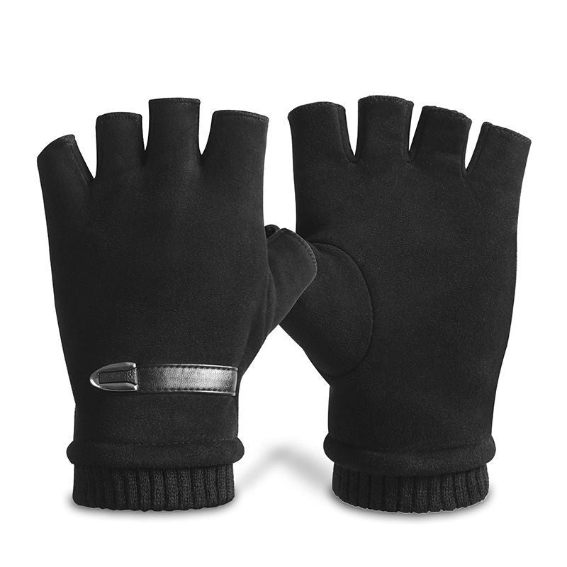 Fingerless Aviator Gloves - Black