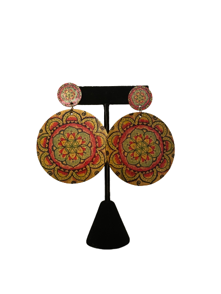 Global Theme Wooden Earrings- Pattern 5