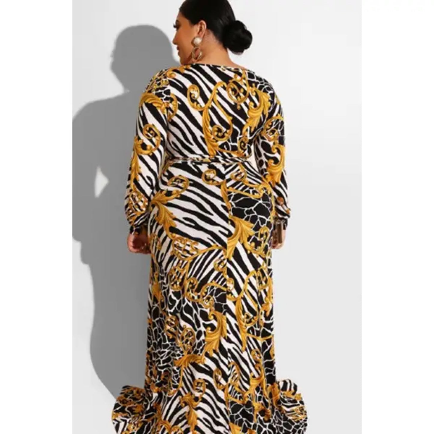 Plus Sized Animal Print and Chain Maxi Dress