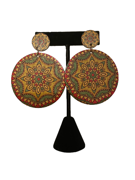 Global Theme Wooden Earrings- Pattern 1