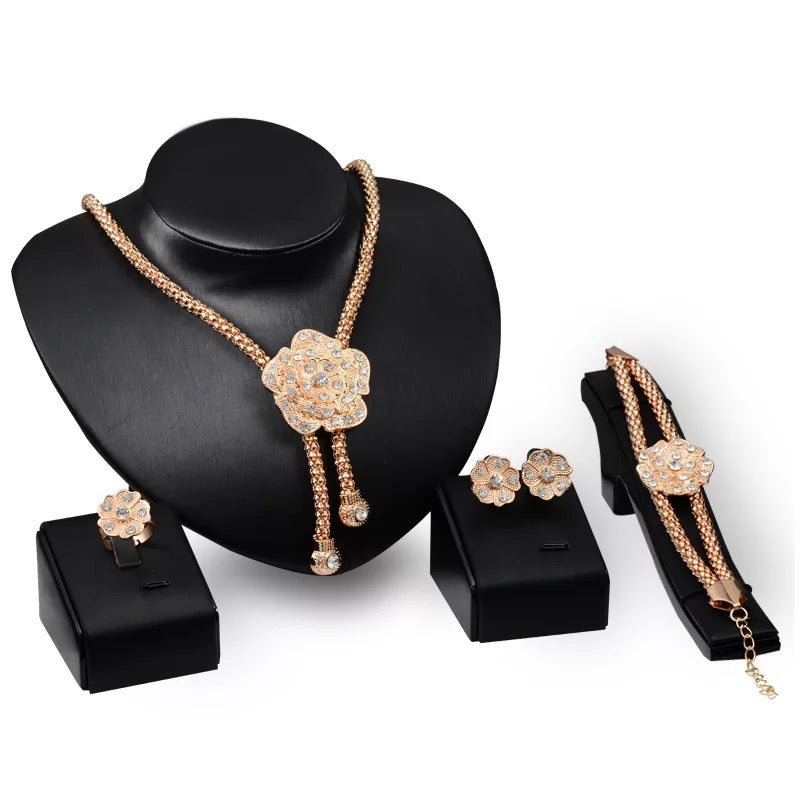 Beautiful and Bold Goldtone Statement Necklace, Bracelet and Earring Set