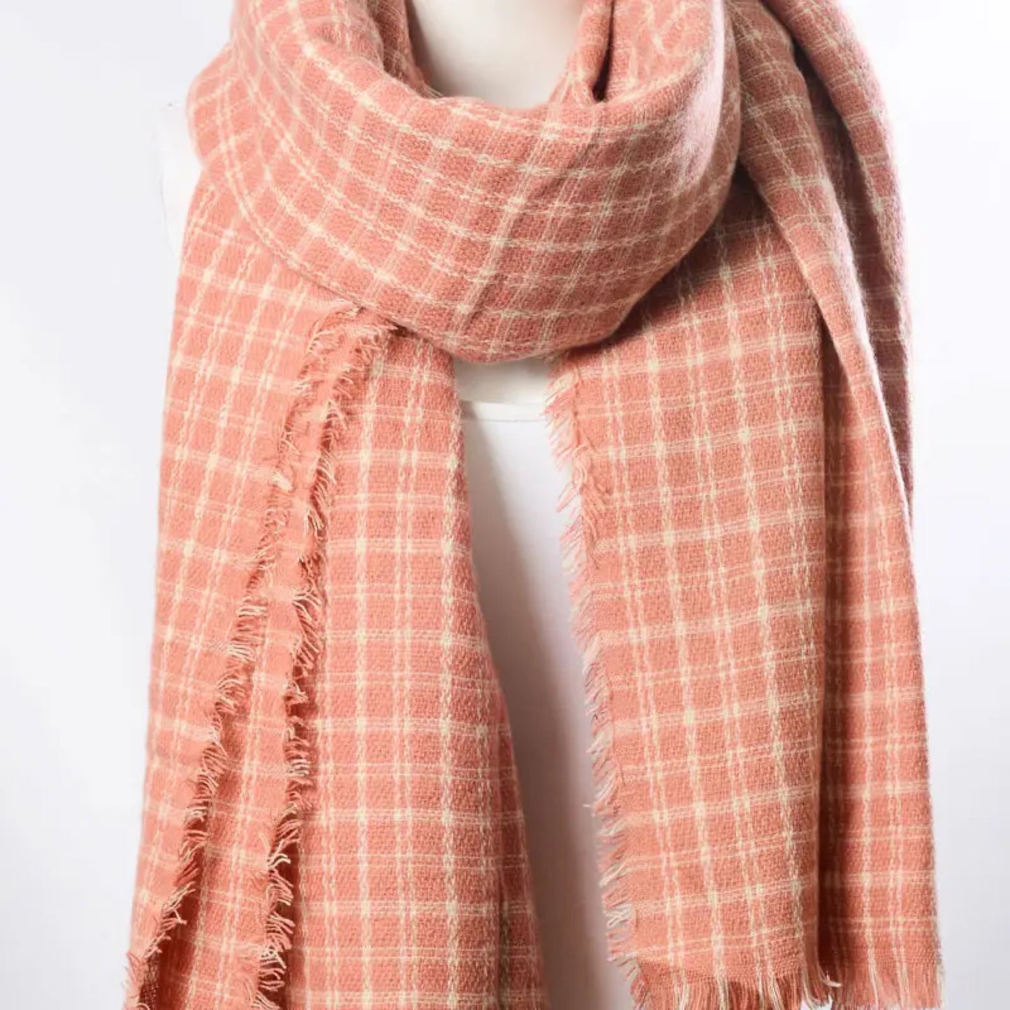 Pink Mini Plaid Blanket Scarf