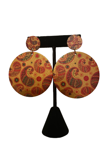 Global Theme Wooden Earrings- Pattern 6