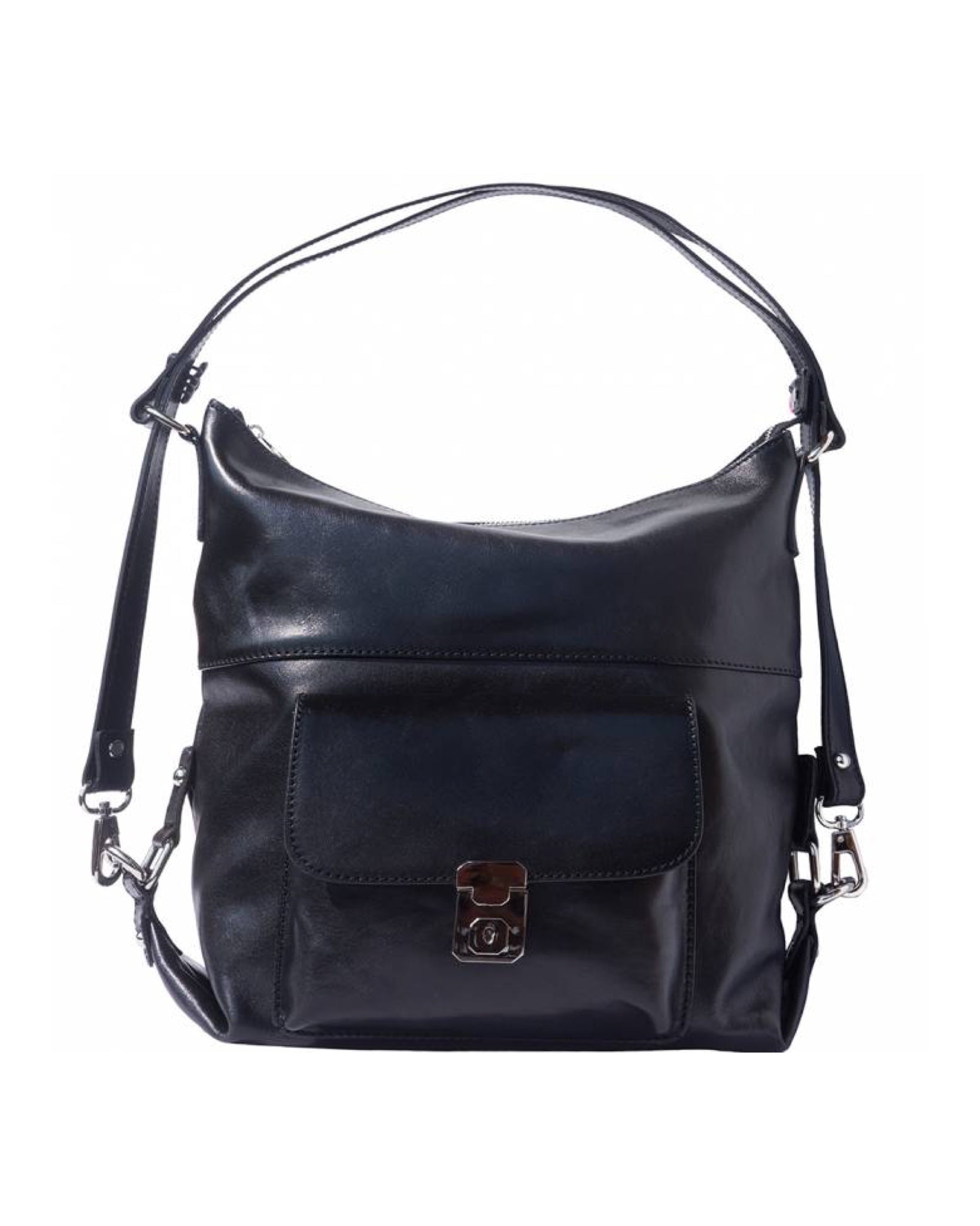 Skye | Backpack Small | Black | Saffiano Leather | Made in Italy