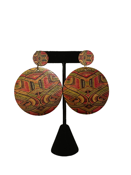 Global Theme Wooden Earrings- Pattern 4
