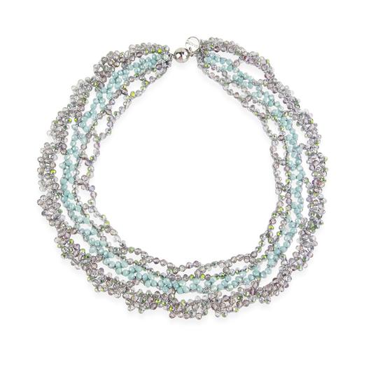 Beaded Blue Hues Cluster Statement Necklace