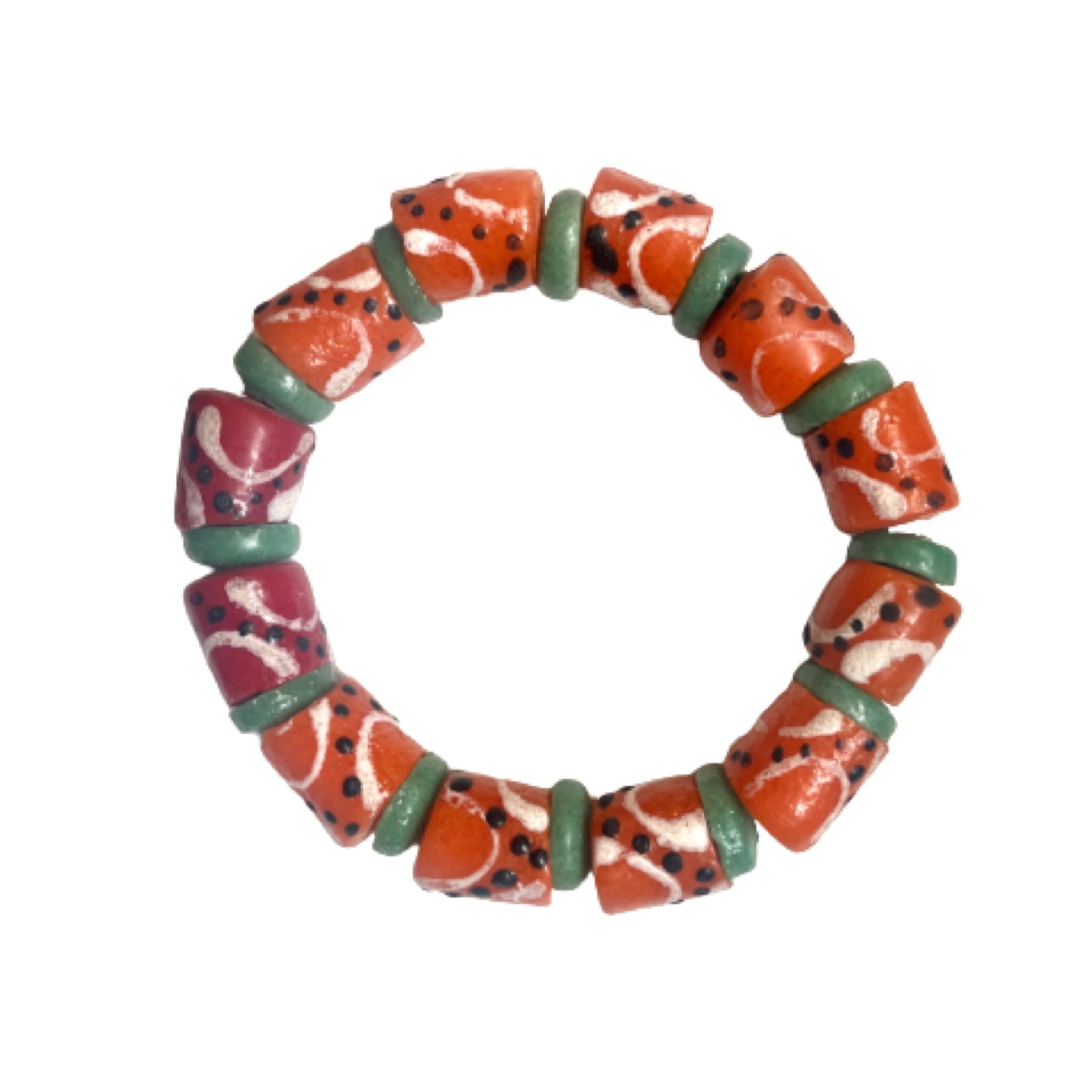 Orange and Red Bead Bella Africa Bracelet