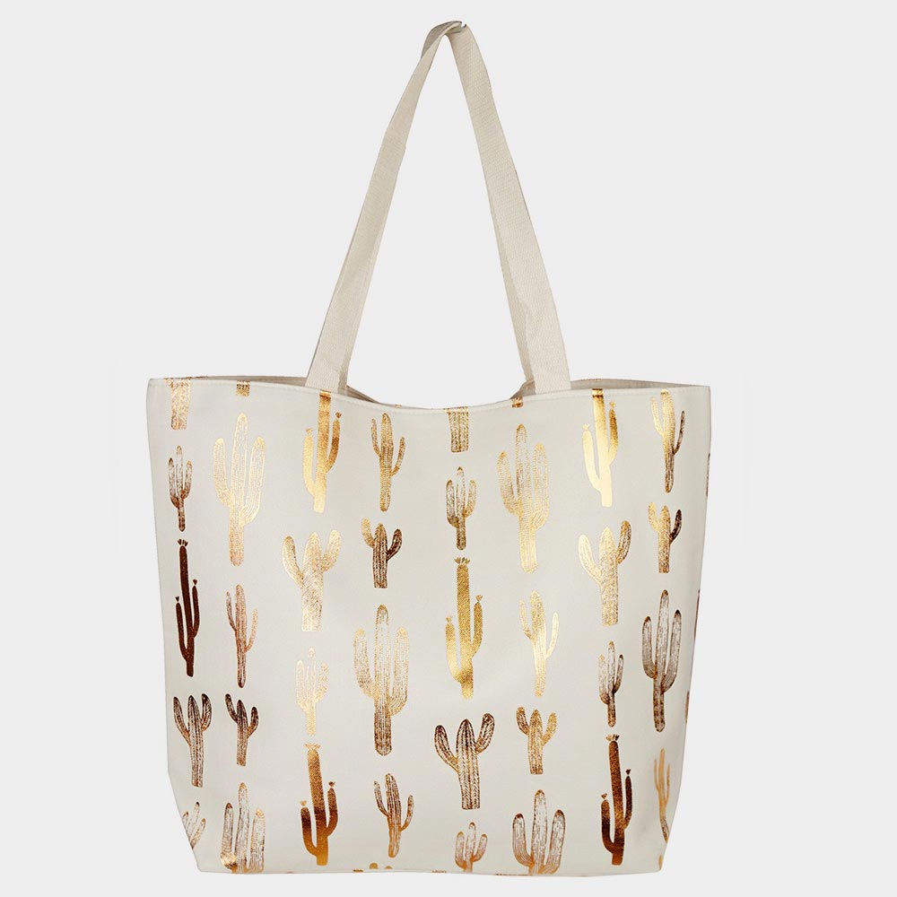 Cactus Themed Foil Beach Bag
