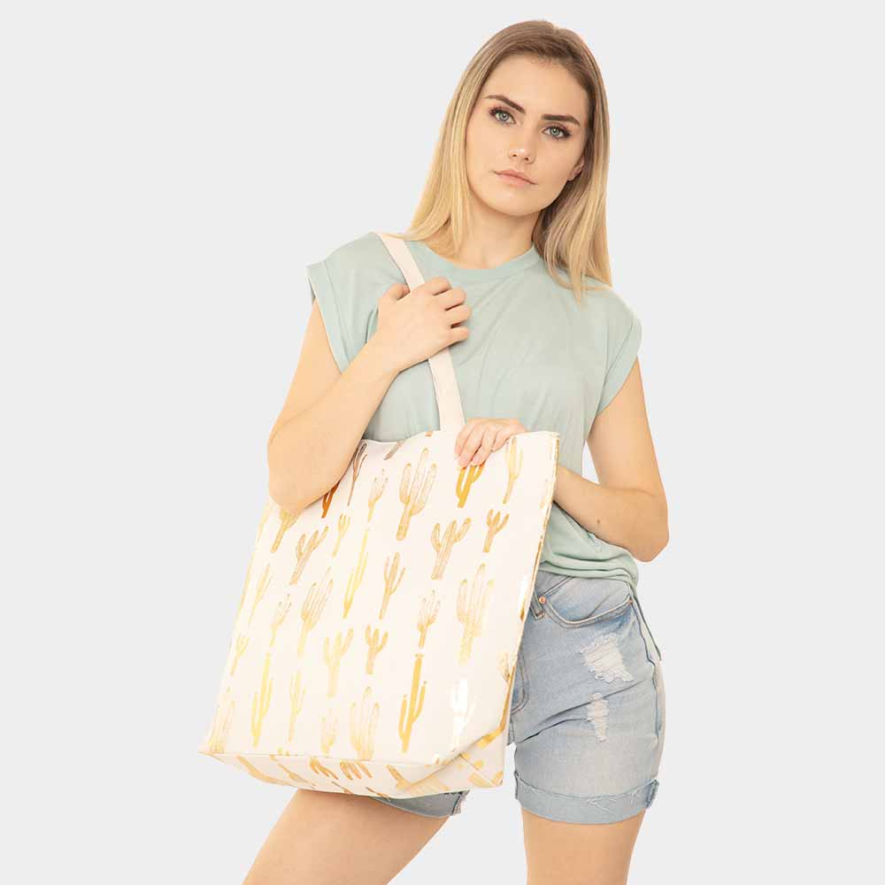 Cactus Themed Foil Beach Bag
