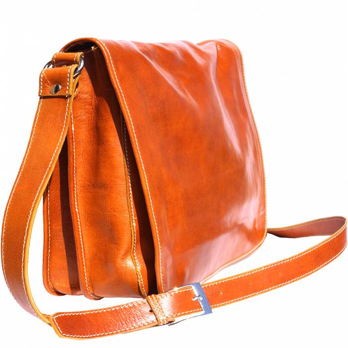 Made in Italy - Men's Smooth Leather Crossbody Messenger Bag