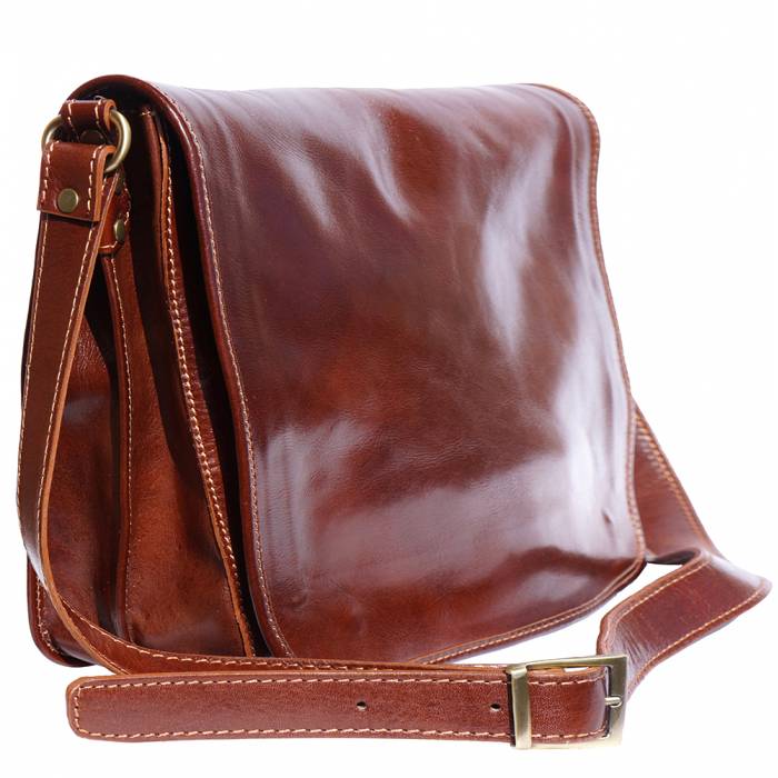 Made in Italy - Men's Smooth Leather Crossbody Messenger Bag