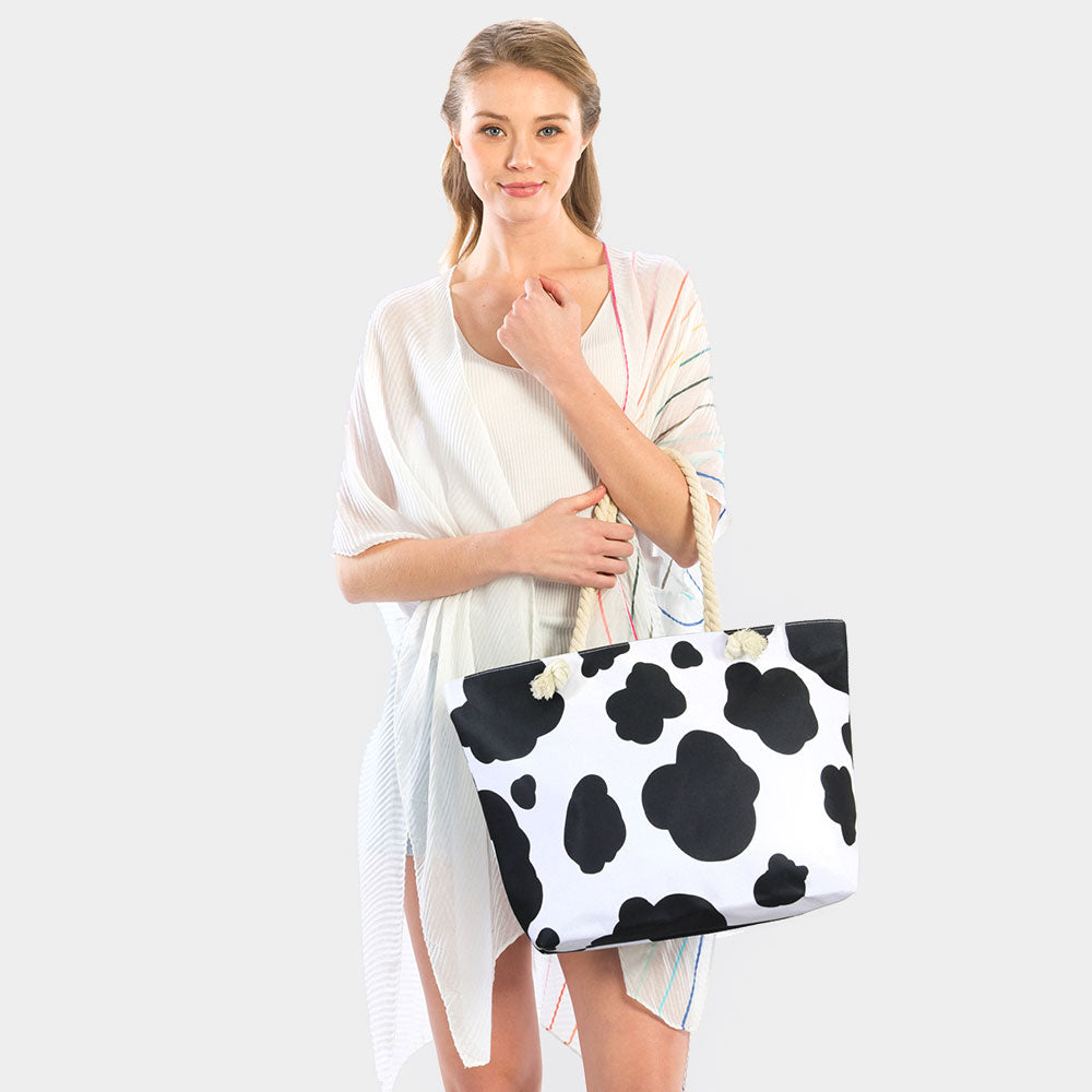 Cow Print Beach Bag