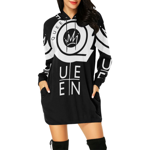 QUEEN DRESS All Over Print Hoodie Mini Dress (Model H27)