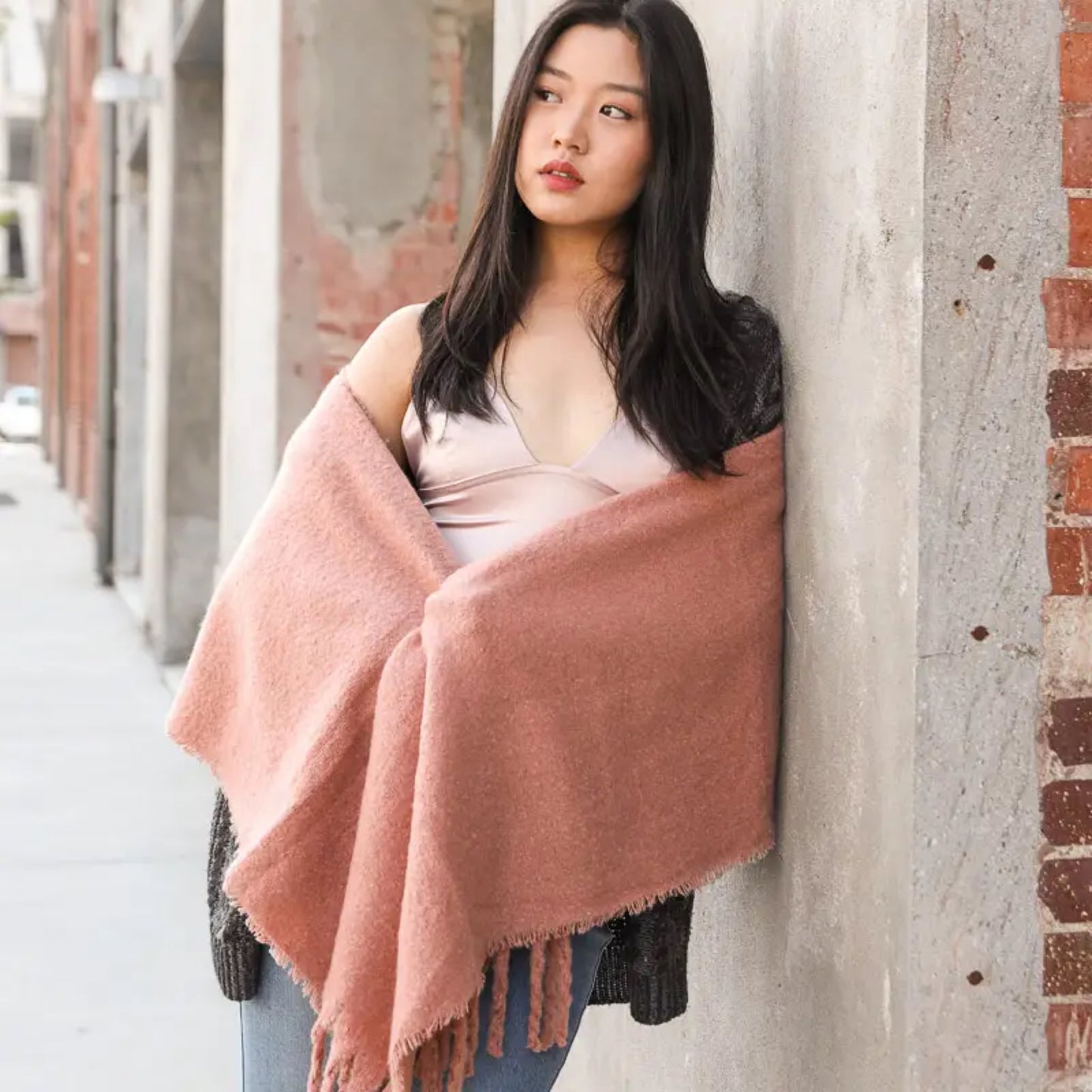 Warm and Cozy Blush Rose Scarf