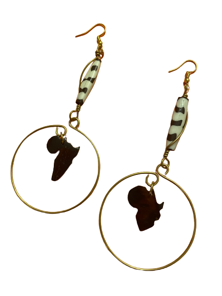 Made in Kenya - Brown and Brass Africa Hooped Earrings