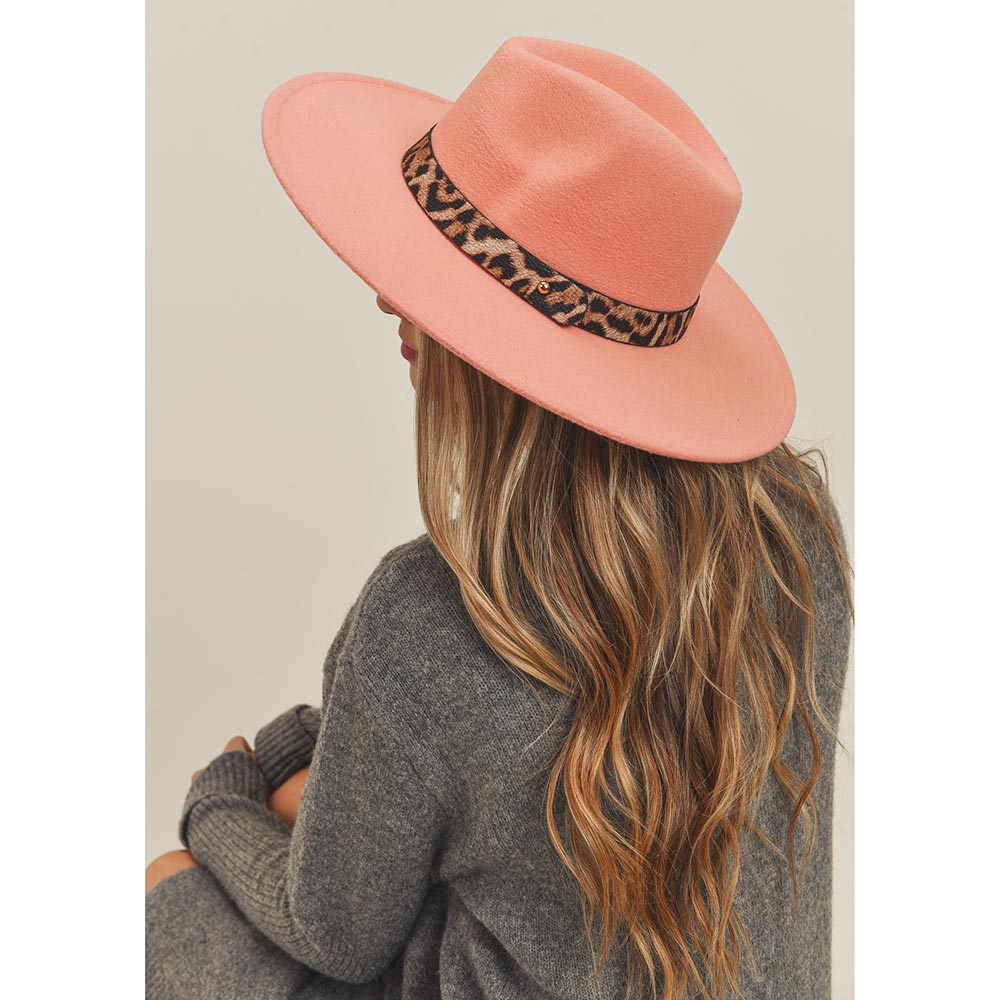 Pink Belted Panama Fedora Hat