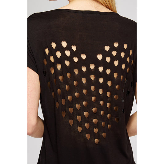 Black Top with Cut Out Heart Embellishment