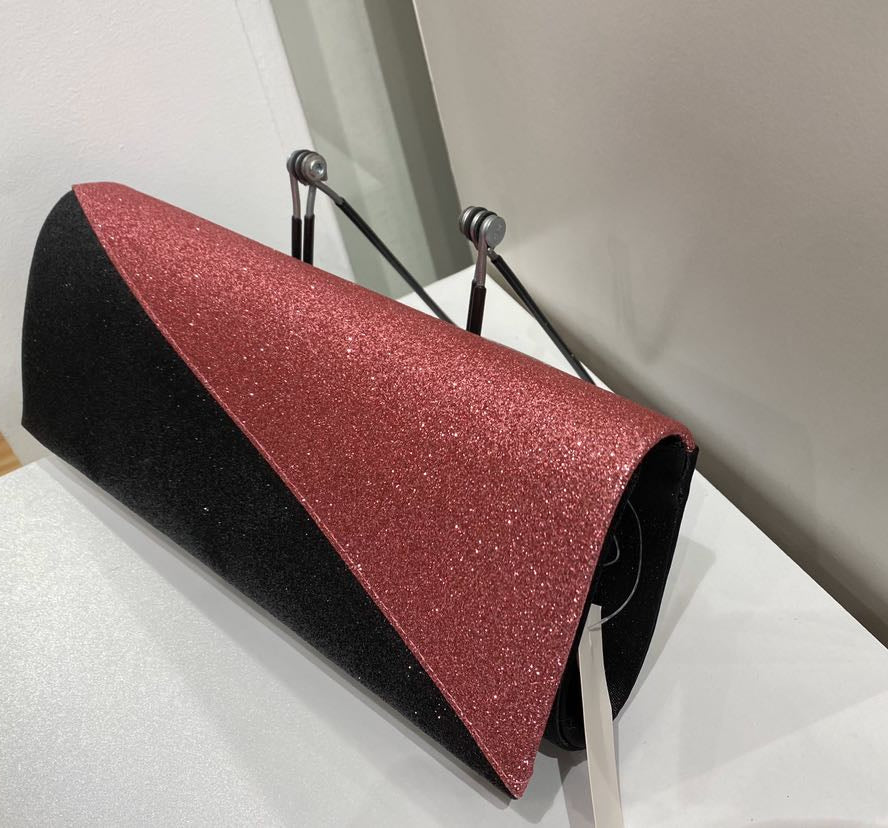 Black and Pink Sparkle Evening Bag