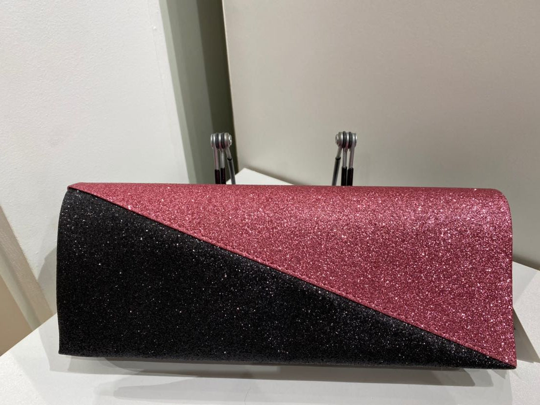 Black and Pink Sparkle Evening Bag