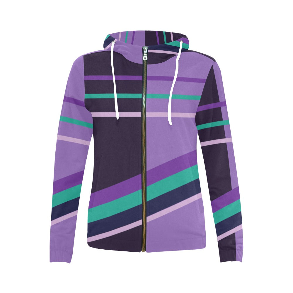 Purple and black online striped hoodie