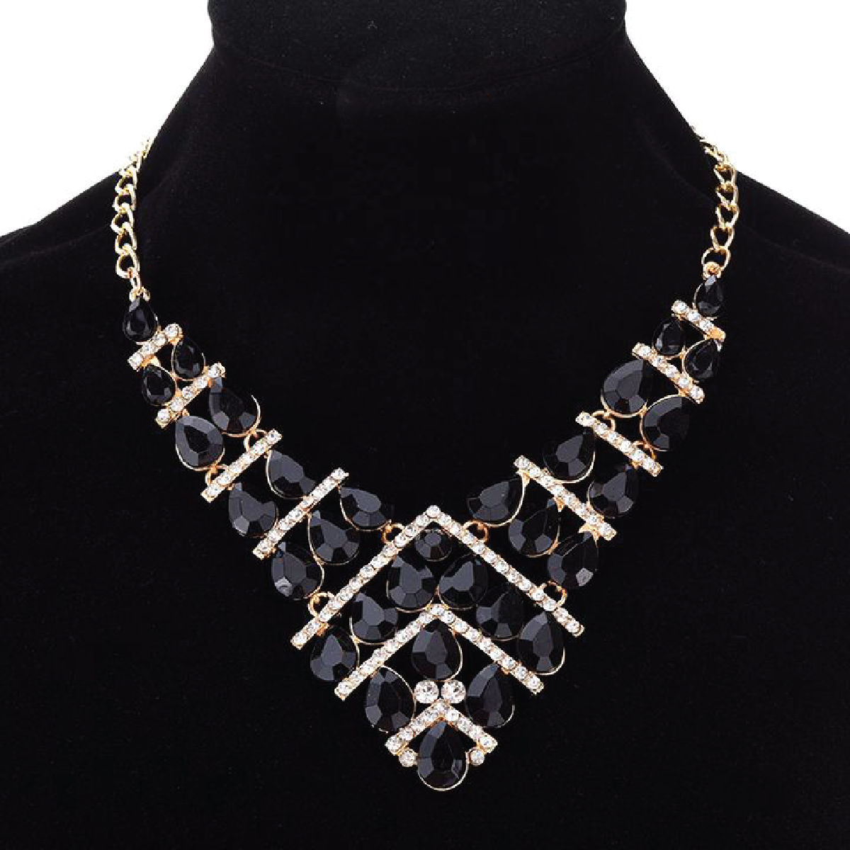 AJS Black Teardrop Necklace