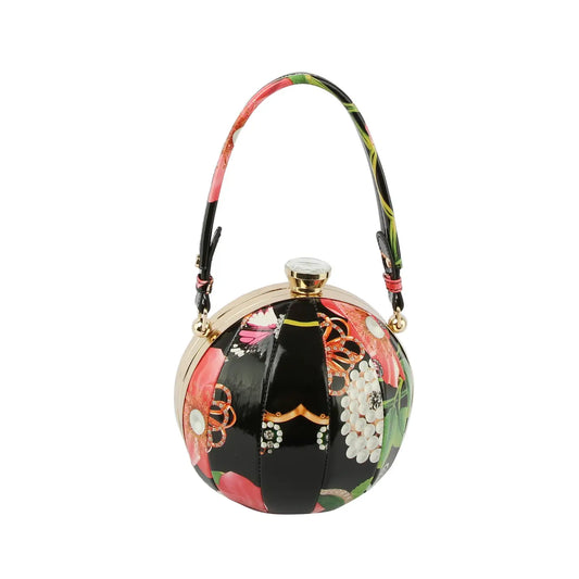 Flower and Wings Ball Bag - Black