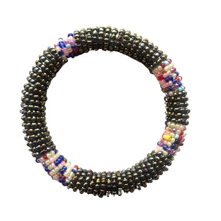 Bella Africa Beaded Masai Bracelet (Charcoal Multicolor)