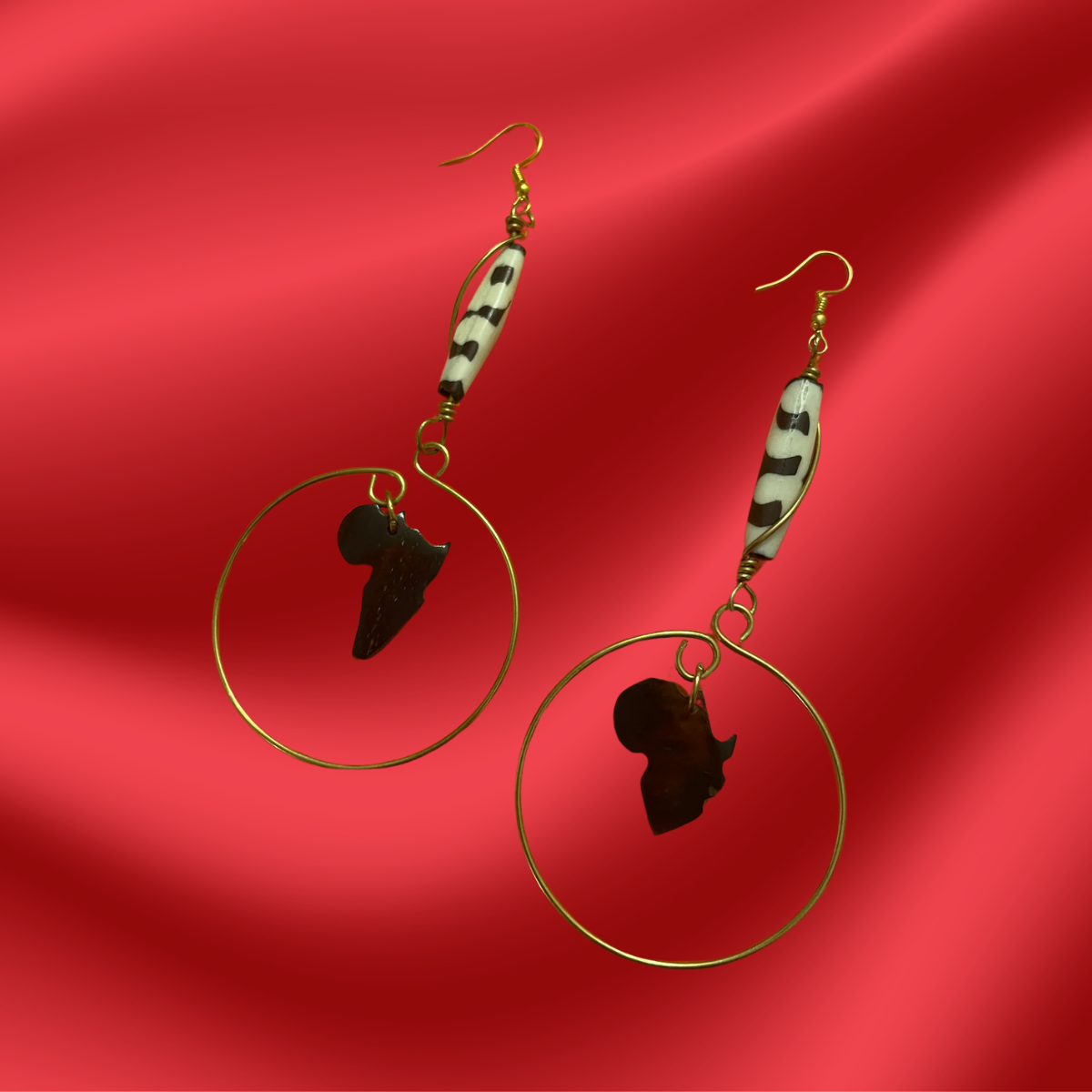 Made in Kenya - Brown and Brass Africa Hooped Earrings