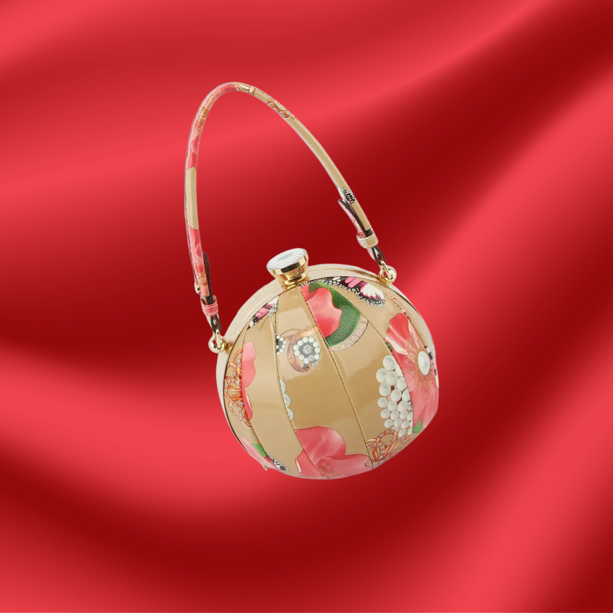 Flower and Wings Ball Bag - Beige