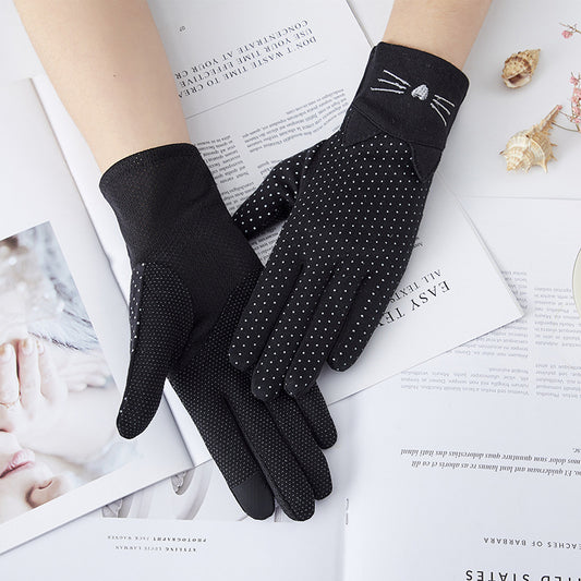 Cat Themed Cozy Gloves - Black