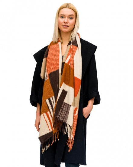 Abstract Burnt Orange and Brown Blanket Scarf