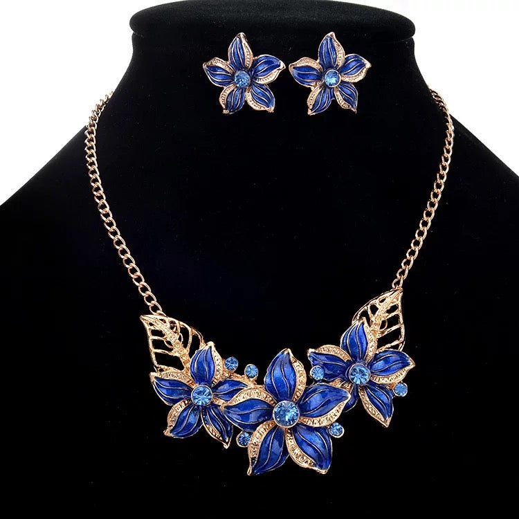 Blue Flower Statement Necklace
