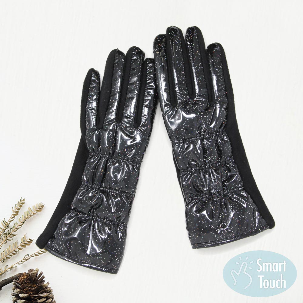 Touchscreen Black Puffer Gloves