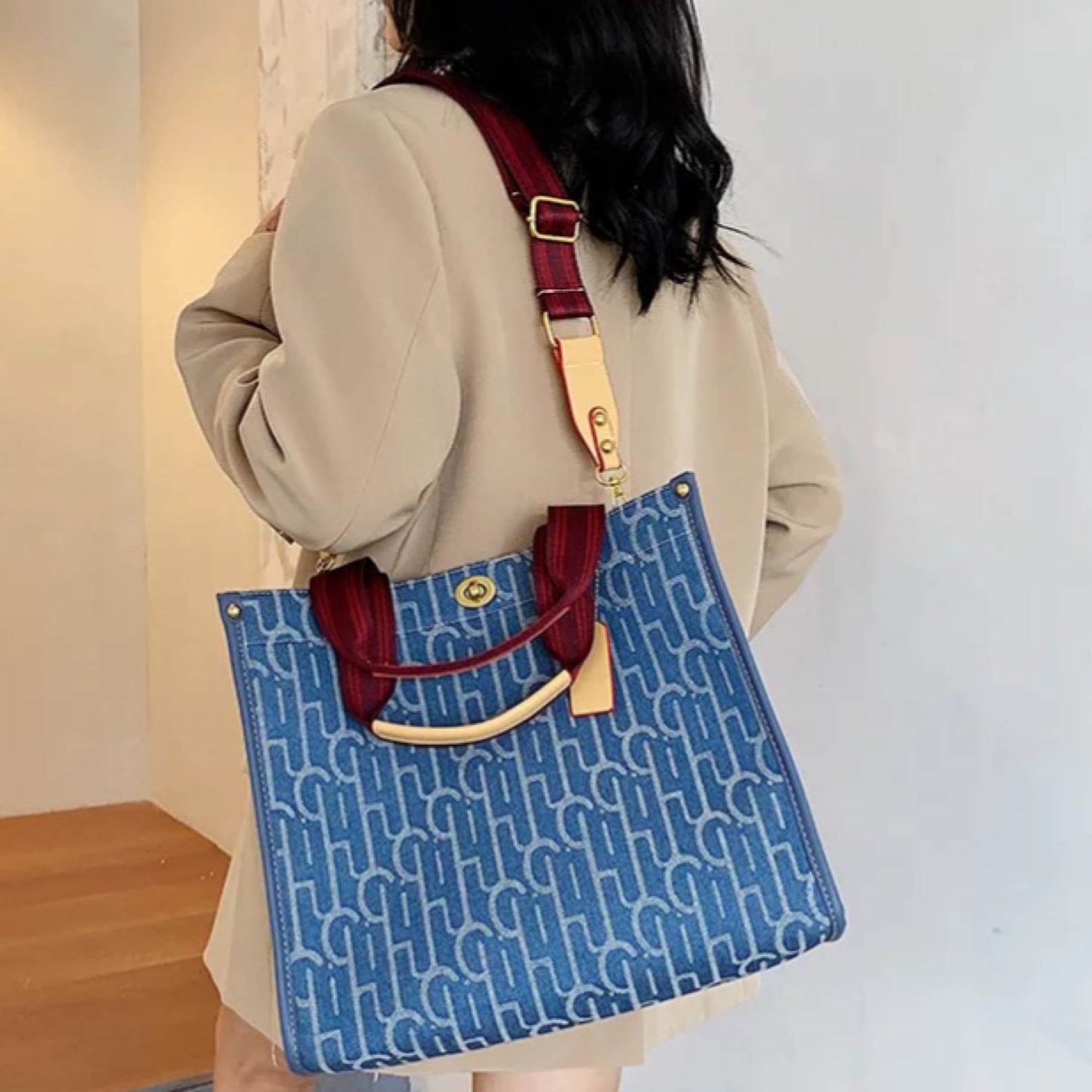 Blue Canvas Carryall Tote