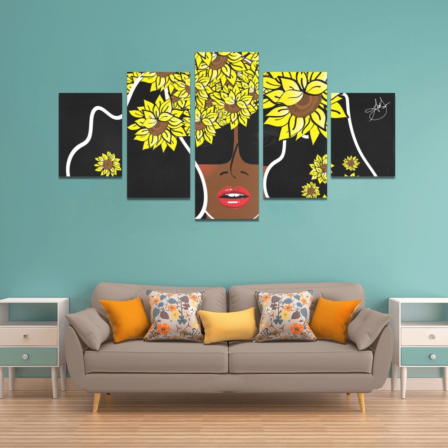 AMMA JO Cocoa Sunflower 5 pc Wall Art Canvas Wall Art (5 pieces)
