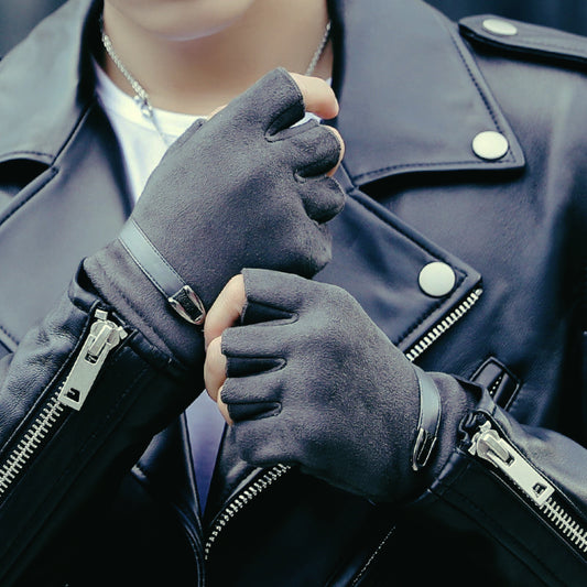 Fingerless Aviator Gloves - Black