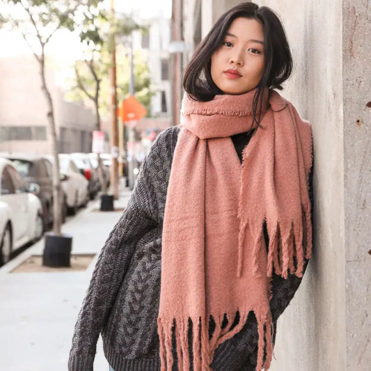 Warm and Cozy Blush Rose Scarf