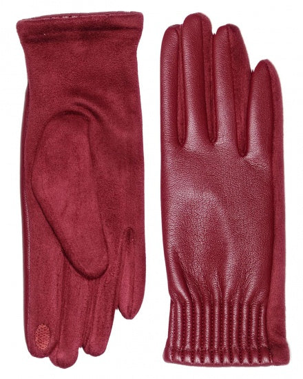 Faux Leather Brick Red Touchscreen Gloves