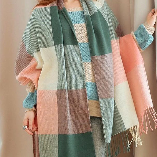 Tartan Plaid Scarf Pink and Green