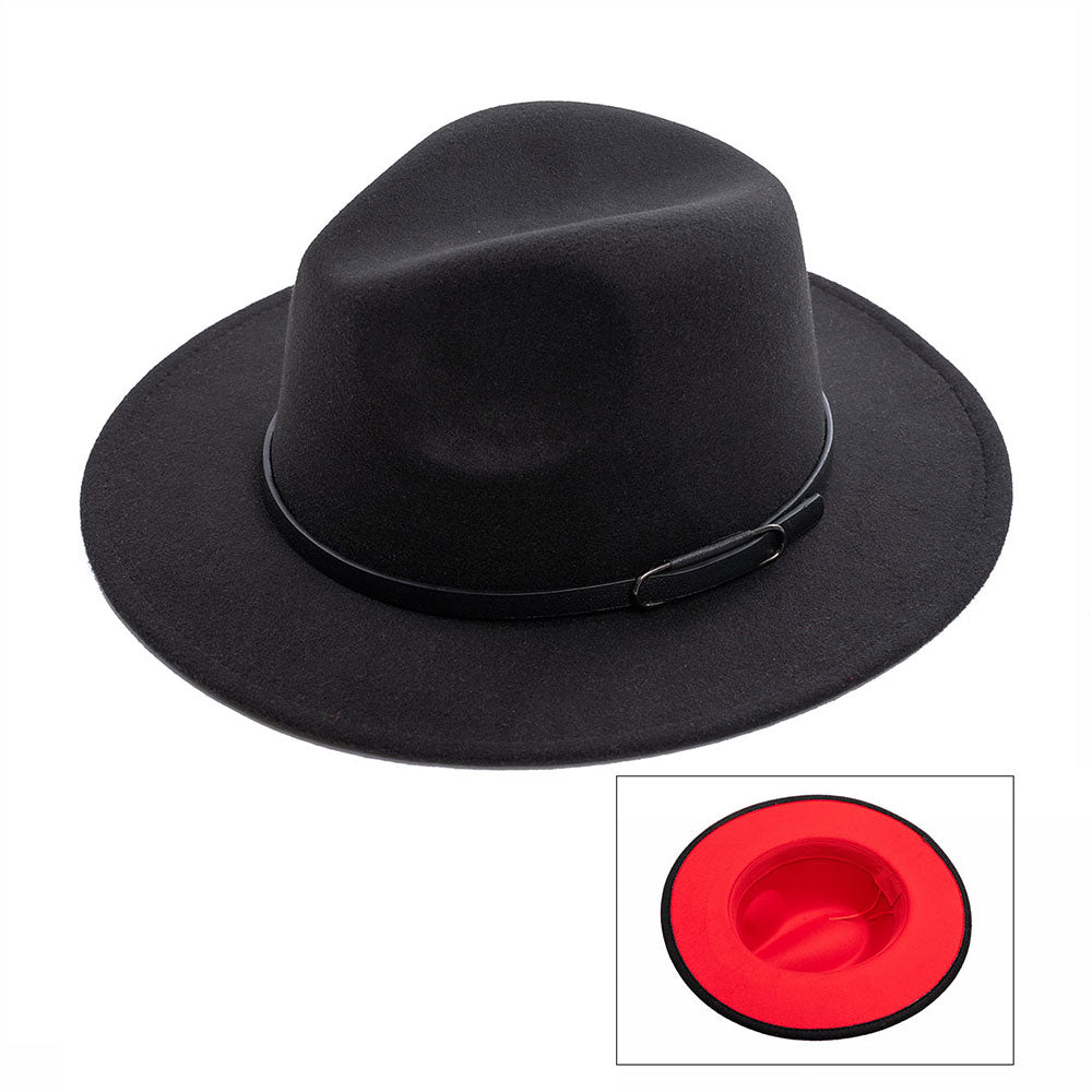Fall Belted Panama Hat - Black with Red Finish