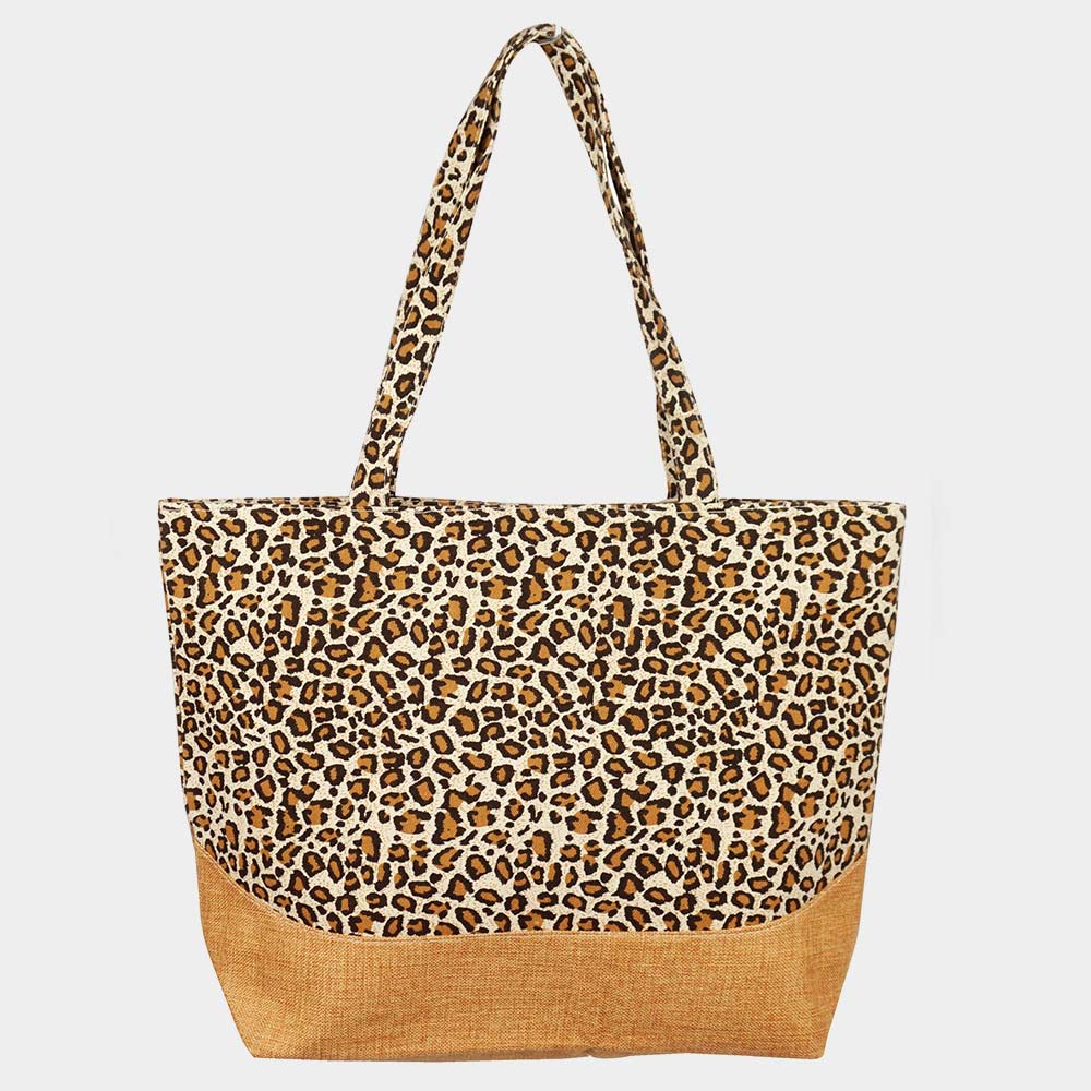 Brown Leopard Print Beach Bag