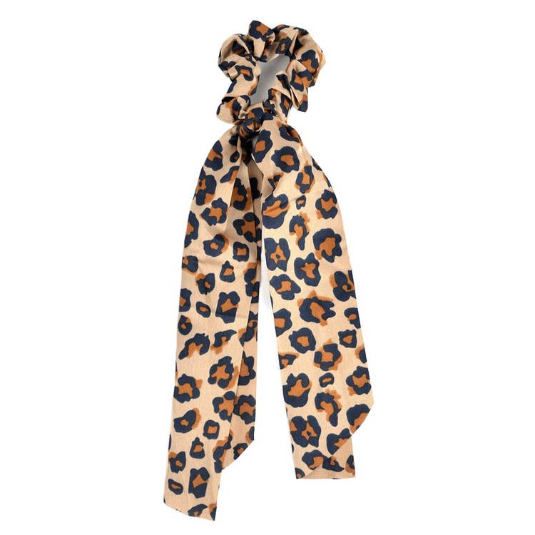 Leopard Print Ribbon Hair Tie Scrunchie
