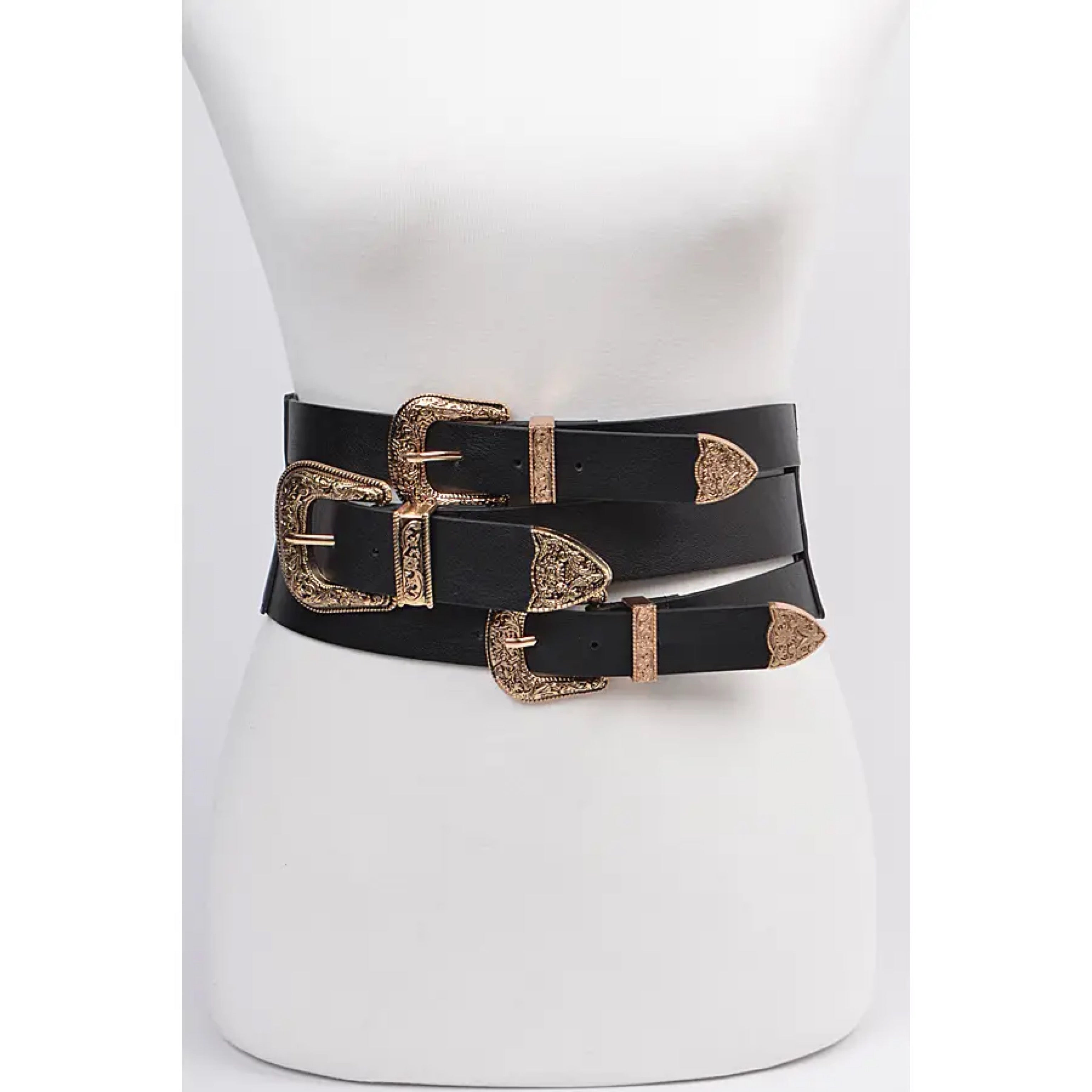 Plus Size Double Buckle Stretch Belt AMMA JO