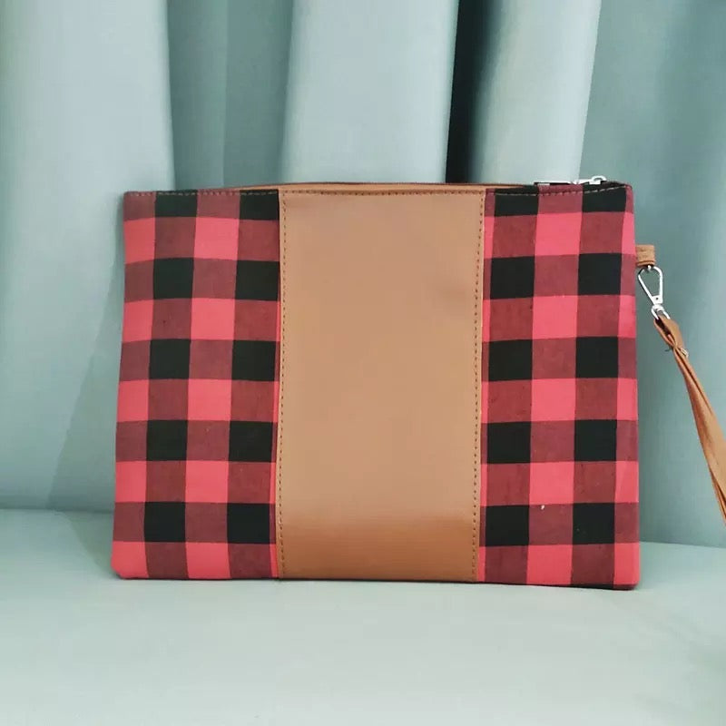 #AMMAJO Tartan Plaid Clutch Red and Black