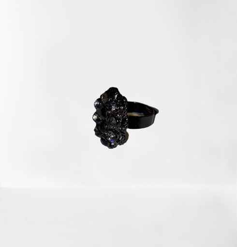 Dark Grey Oval Fall Cocktail Ring