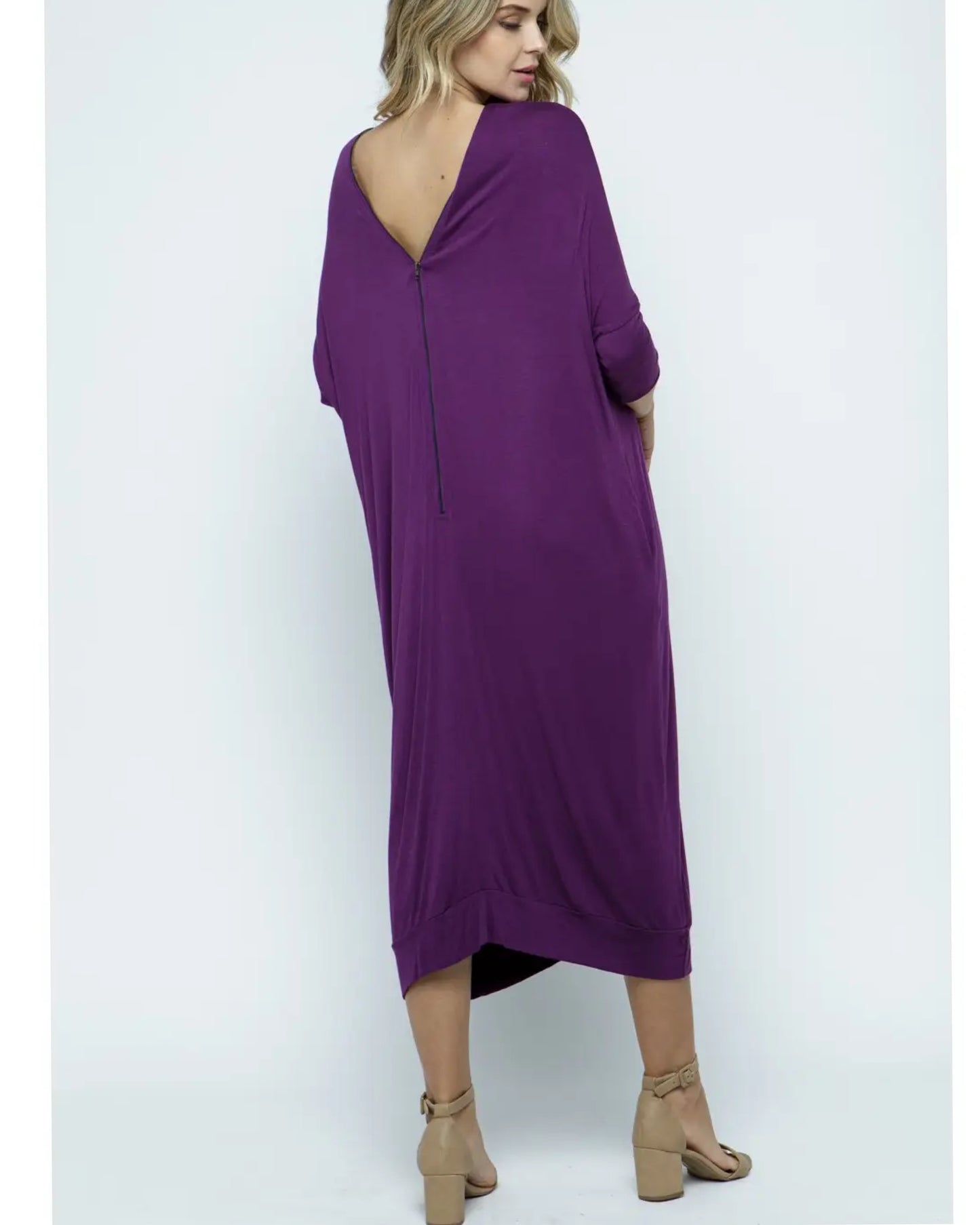 Purple Dolman Double Zip Dress