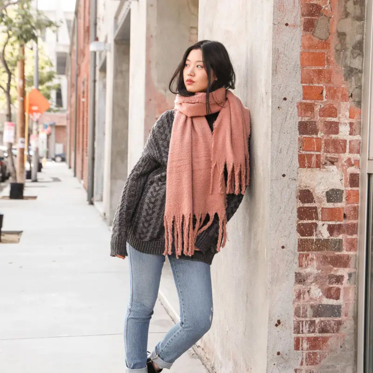 Warm and Cozy Blush Rose Scarf